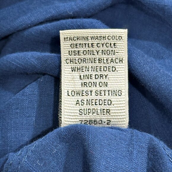 Stylus Semi Sheer Button Down Shirt Size XL Blue Orange Trim Cotton Long Sleeve - Picture 11 of 12